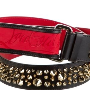 Christian Louboutin Black and Red Studded Belt
